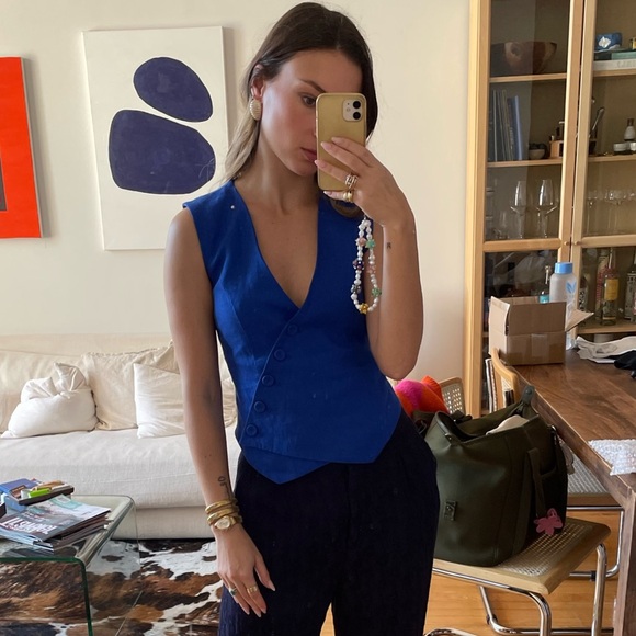 Mango Linen Vest - Picture 1 of 2